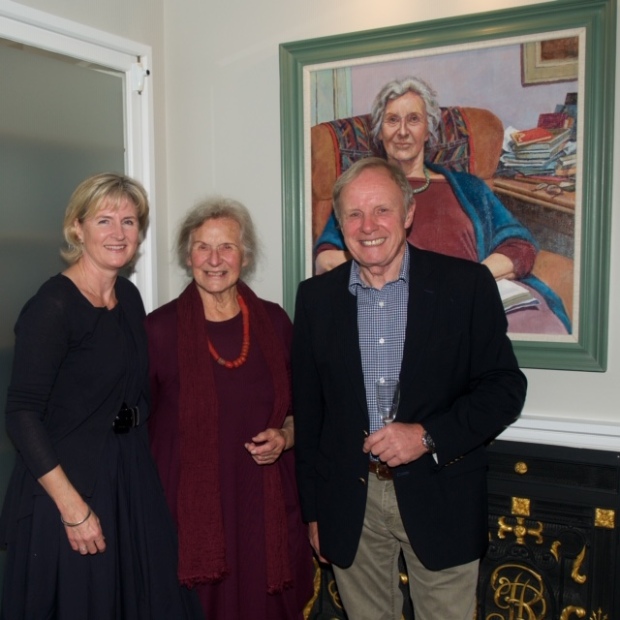 Katherine Firth with Dame Gillian Beer at unveiling at Clare Hall
