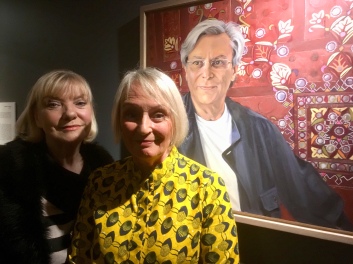 Hilary Puxley and her sitter's wife with her portrait